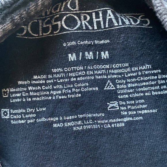 Edward Scissorhands Graphic Tee t-shirt distressed Cotton Unisex Johnny Depp M - Picture 6 of 6